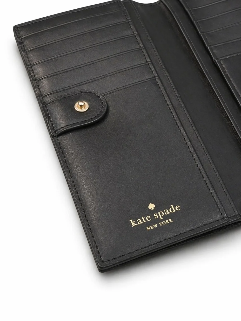 kate spade Black Pebbled Leather Wristlet with Gold Plaque